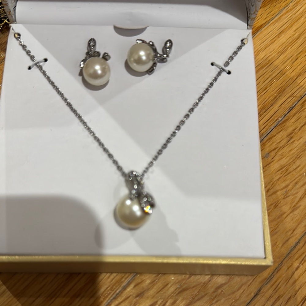 Elegant Silver Pearl Jewelry Set